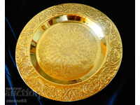 Χάλκινος δίσκος, πιατέλα 33 εκ., μοναδικά διακοσμητικά, επιχρύσωση