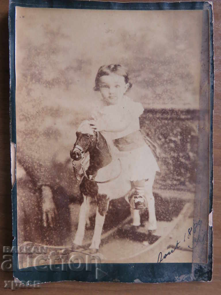 STARA PHOTOGRAPHY - CARDON - CHILDREN WITH HORSE - 1889