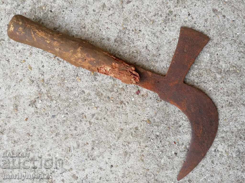 Old forged scythe, blade, wrought iron, knife, cleaver - 6