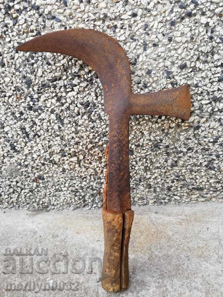 Old forged scythe, blade, wrought iron, knife, cleaver