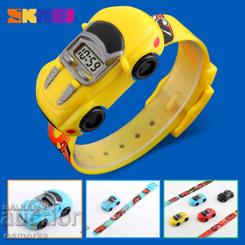 Delivery of New Kids Clock Car Stroller Convertible Skmei Cars Yellow Delivery of New Kids Clock Car Stroller Convertible Skmei Cars Yellow