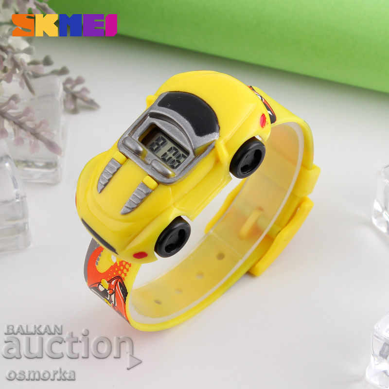 Нов Детски часовник кола количка кабрио Skmei колите жълт