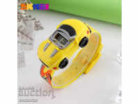 New Kids Clock Car Stroller Convertible Skmei Cars Yellow