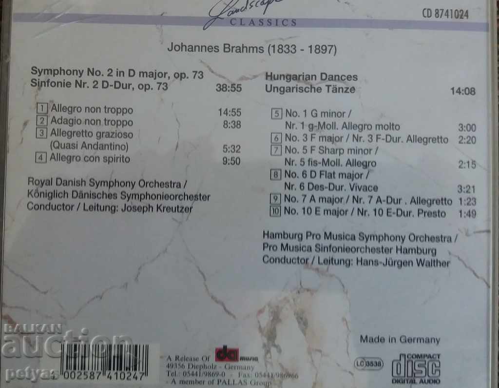 Johannes Brahms - Symphony No 2 -Hungarian Dances with price 5.50 BGN | € 2.81 Johannes Brahms - Symphony No 2 -Hungarian Dances with price 5.50 BGN | € 2.81
