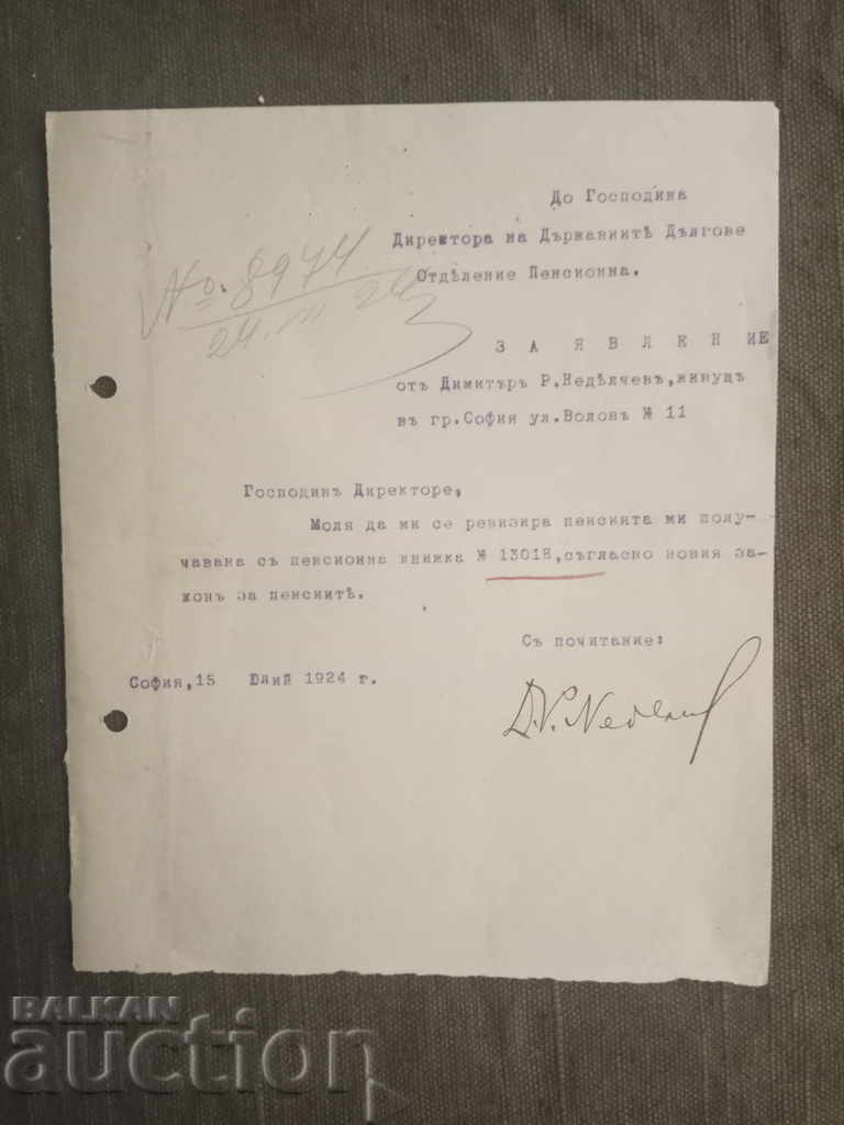 Application to the Director of State Debts ... 1924