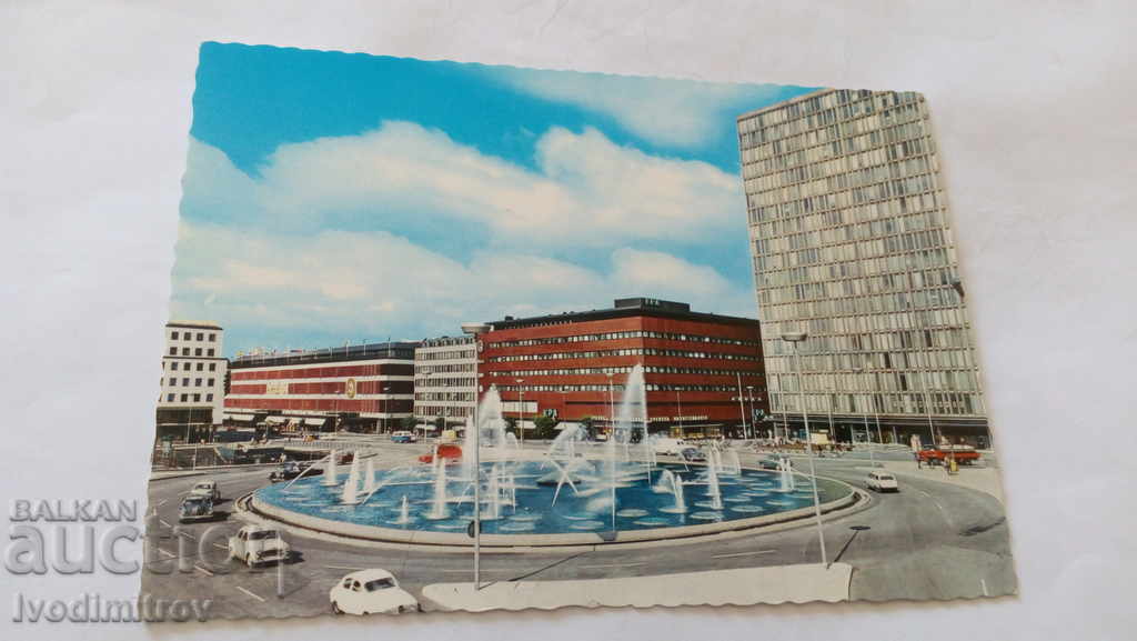 Пощенска картичка Stockholm Sergels Torg. Fontanen