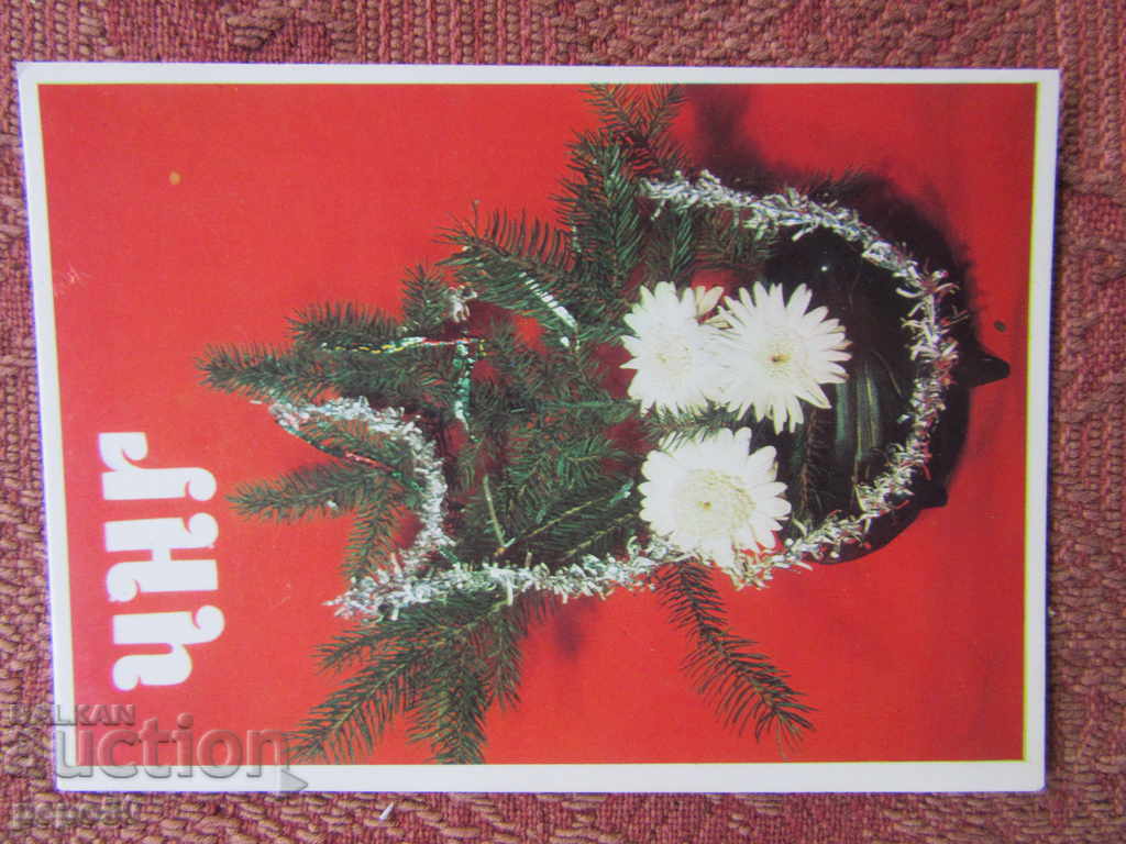 BEAUTIFUL BULGARIAN NEW YEAR CARD OF SOCKS - 1978