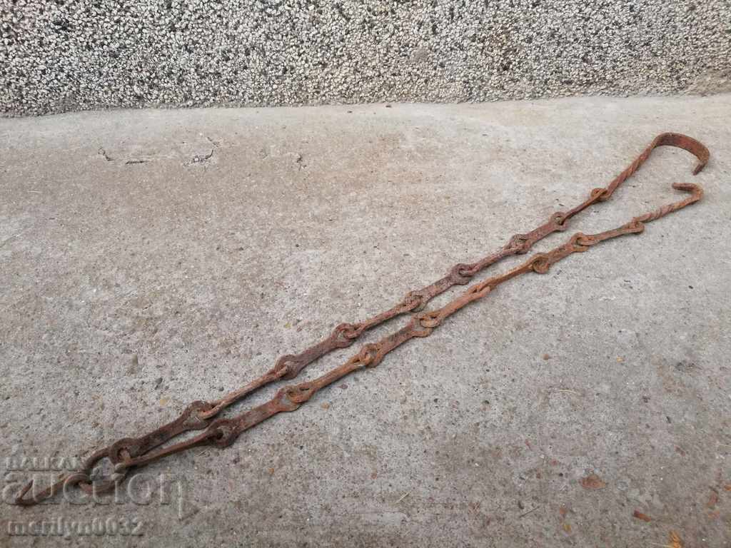 Old forged chain with hook, hearth for hearth chain hook with price 43.00 BGN | € 21.99 Old forged chain with hook, hearth for hearth chain hook with price 43.00 BGN | € 21.99