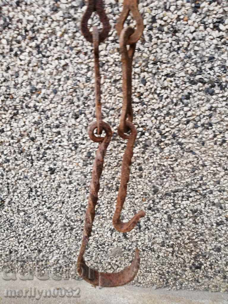 Delivery of Old forged chain with hook, hearth for hearth chain hook Delivery of Old forged chain with hook, hearth for hearth chain hook