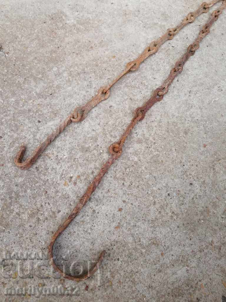 Old forged chain with hook, hearth for hearth chain hook - 5 Old forged chain with hook, hearth for hearth chain hook - 5