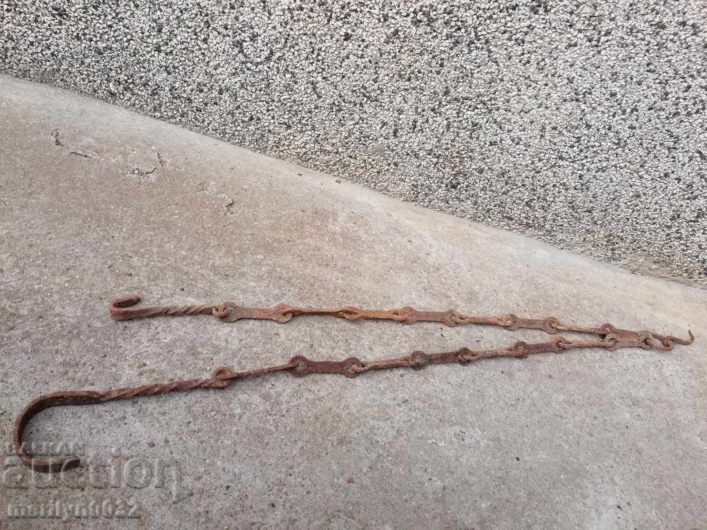 Old forged chain with hook, hearth for hearth chain hook - 6 Old forged chain with hook, hearth for hearth chain hook - 6