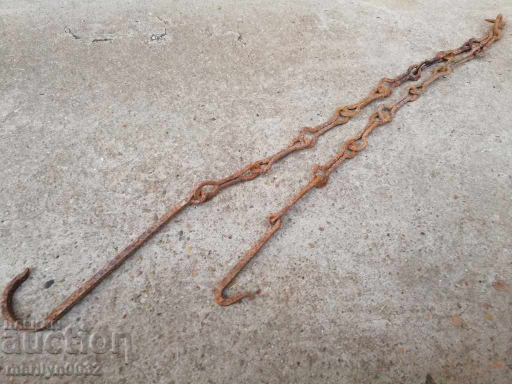 Delivery of Old forged chain with hook, hearth for hearth chain hook Delivery of Old forged chain with hook, hearth for hearth chain hook
