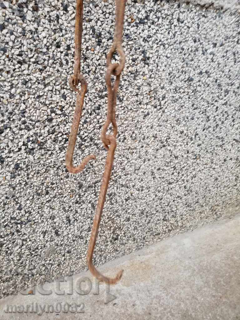 Old forged chain with hook, hearth for hearth chain hook - 5 Old forged chain with hook, hearth for hearth chain hook - 5