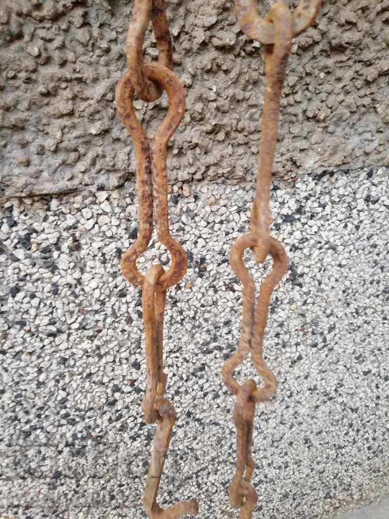 Old wrought iron chain with hook, hearth chain hook chain - 6