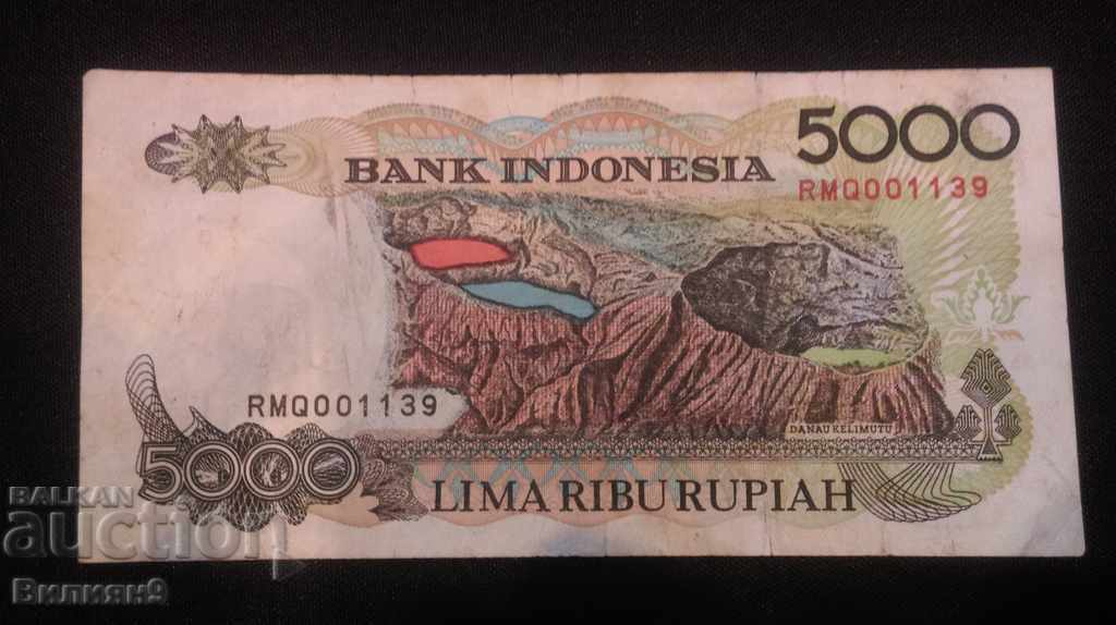5000 de rupie 1992 Indonezia