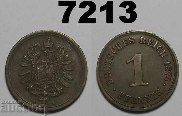 Германия 1 пфениг 1875 А XF+ монета