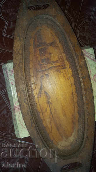 unique old woodcarving tray 1930years
