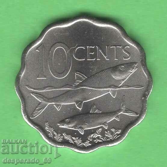 (¯` '• .¸ 10 cents 2010 BAHAMAN ISLANDS UNC ¸.