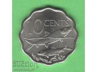 (¯`` •., 10 centi 2010 ISLANDS BAHAMAN UNC ¸.
