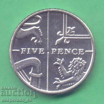 (¯` '• .¸ 5 pence 2014 GREAT BRITAIN aUNC ¸.''¯¯)