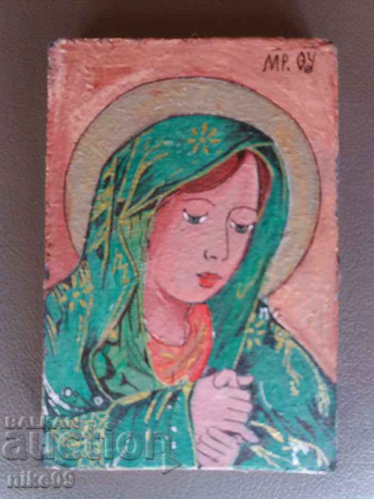 O mică icoană pictată a Fecioarei Maria