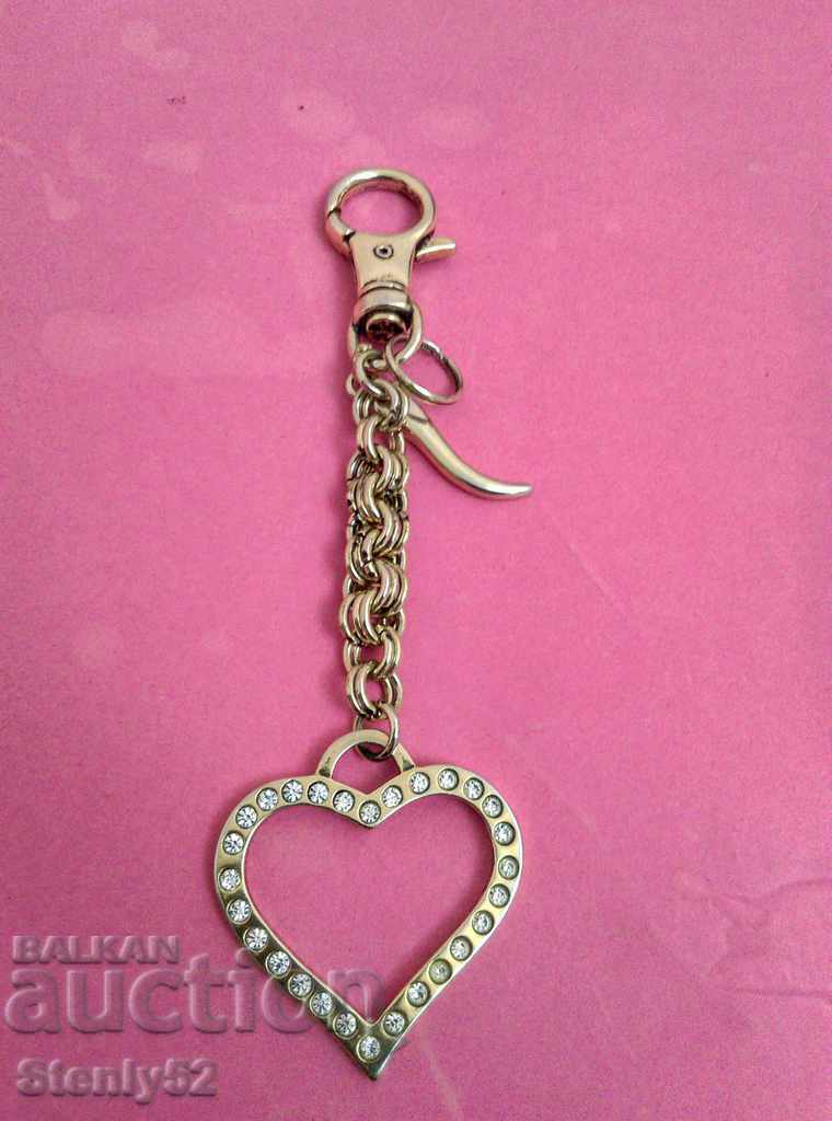 Key ring-heart with zircon stones