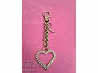 Heart keyring with zircon stones