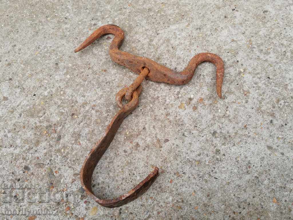 An old forged scraping hook, double twin - 5 An old forged scraping hook, double twin - 5