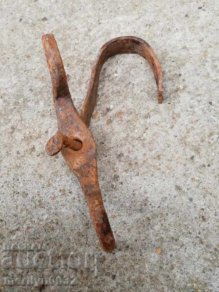 An old forged scraping hook, double twin - 6 An old forged scraping hook, double twin - 6