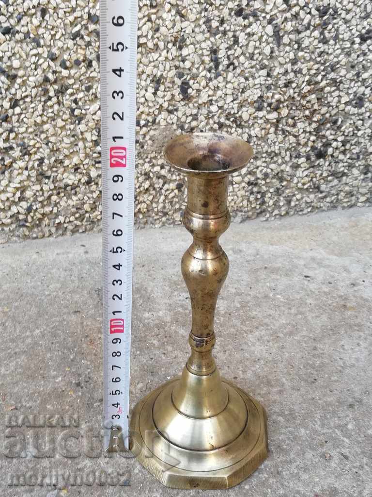 Sfeșnic din bronz cu ștampilă tugra din perioada otomană lampă cu lumânare - 5