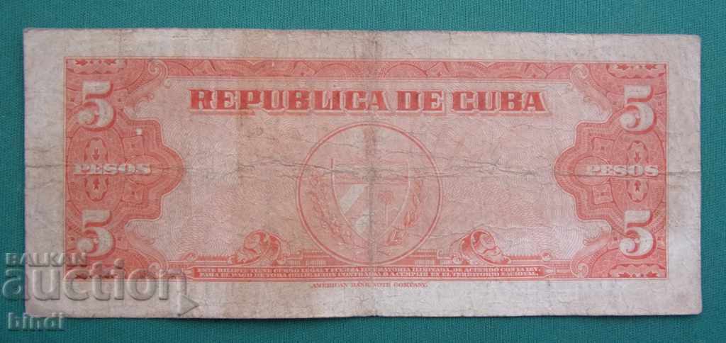 Bancnotă Kuba 5 Peso 1950 VF Bancnotă rară cu preț € 3.58 | 7.00 BGN Bancnotă Kuba 5 Peso 1950 VF Bancnotă rară cu preț € 3.58 | 7.00 BGN