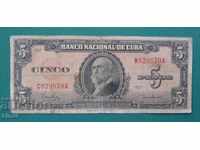 Bancnotă Kuba 5 Peso 1950 VF Bancnotă rară
