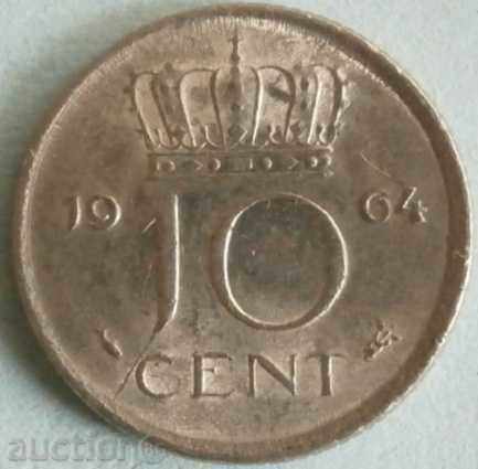 Netherlands 10 cent 1964
