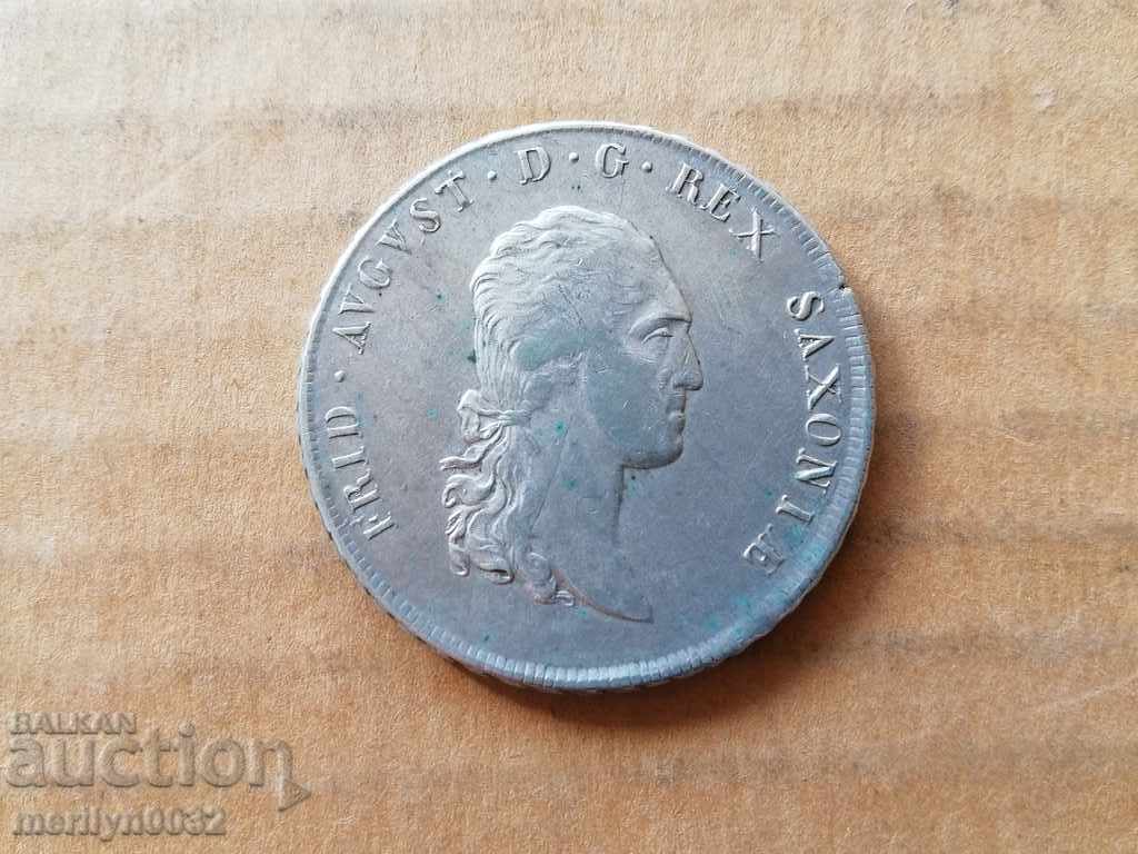 Талер Саксония 1808 година сребро, монета тегло 27.86 грама