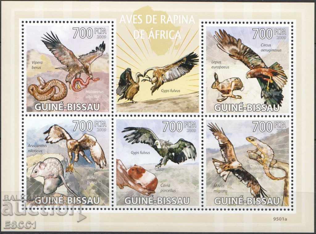 Чисти марки в малък лист Фауна Птици  2009 от Гвинея Бисау