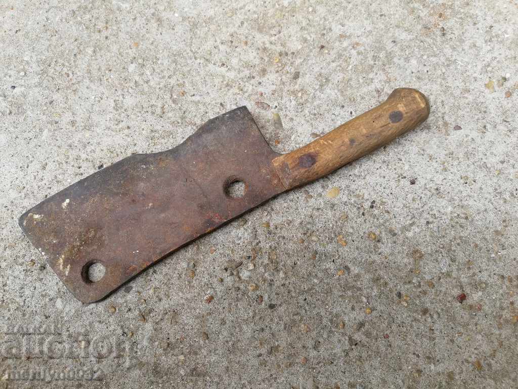 Auction  Old forged saber, ax, pole, knife, machete