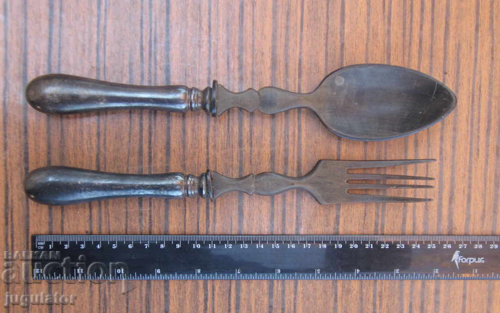 Κουτάλι και πιρούνι σερβιρίσματος Art Nouveau German WMF I/O - 7