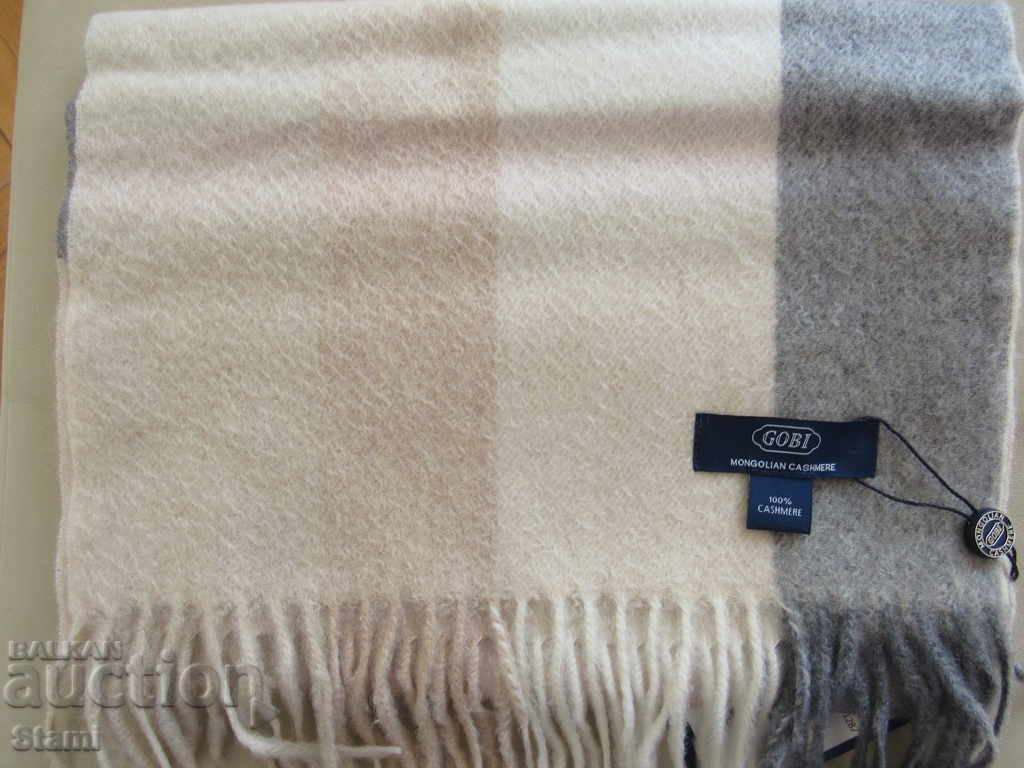 Fine check scarf 100% cashmere, Mongolia