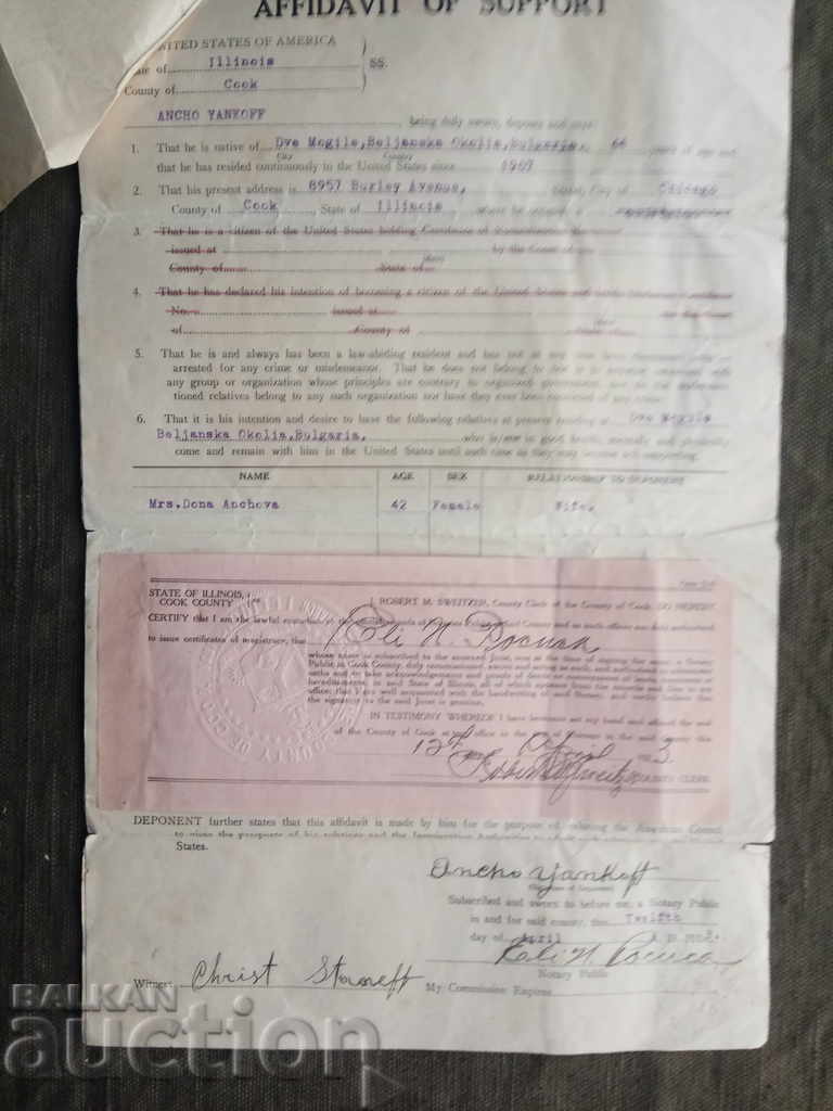 Afirmație de susținere a SUA 1923 cu preț 30.00 BGN | € 15.34