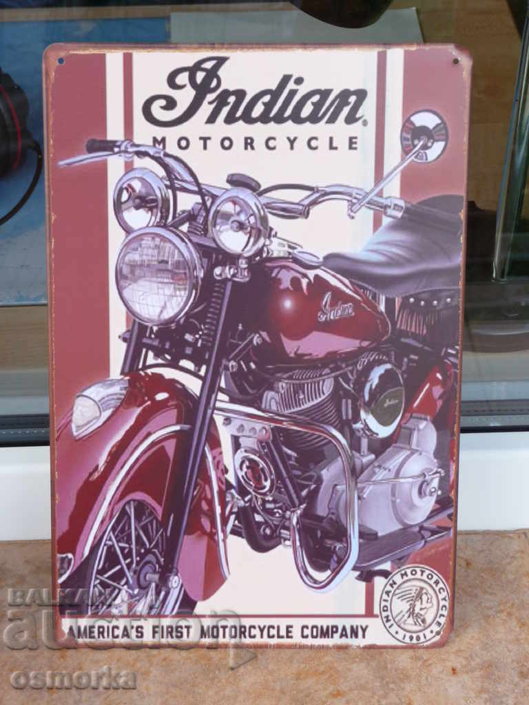 Метална табела мотор Indian Индиан Рокерски мотоциклет ретро