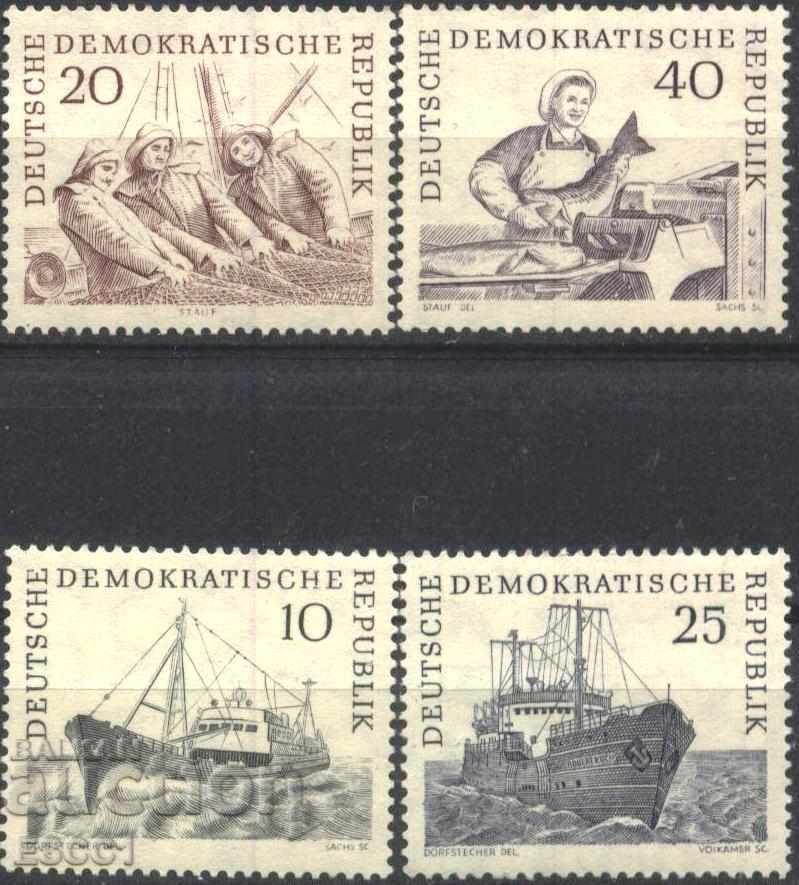 Чисти марки Риболов Кораби 1961 от Източна Германия ГДР