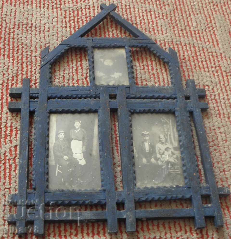 OLD WOODEN CARVED SHEPHERD CARVING PICTURE FRAME
