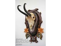 Wild chamois hunting trophy with carving holder