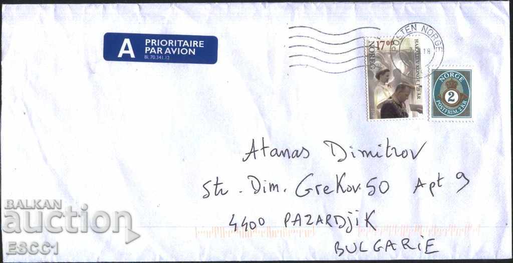 Traveled envelope with King Harald V 2016 from Norway
