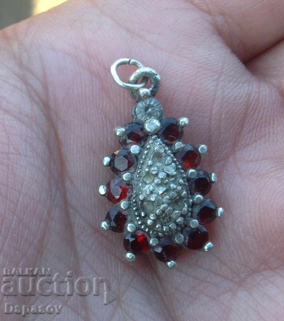 Old Pendant Silver 925 with Garnet and Zircon