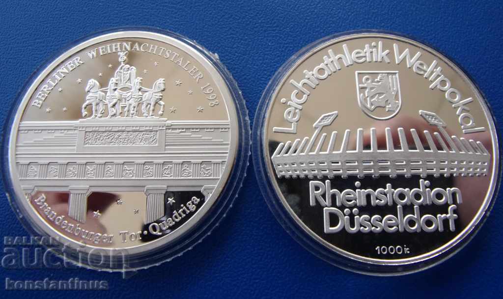 Germany Lot 2 pcs.1977 / 98 Silver 1000 - 35mm, Rare UNC PROOF