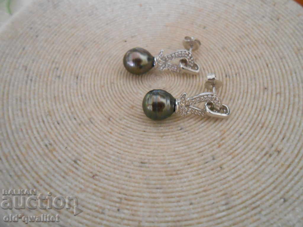 Magnificent silver earrings with Diamonds and large Pearls with price 500.00 BGN | € 255.65