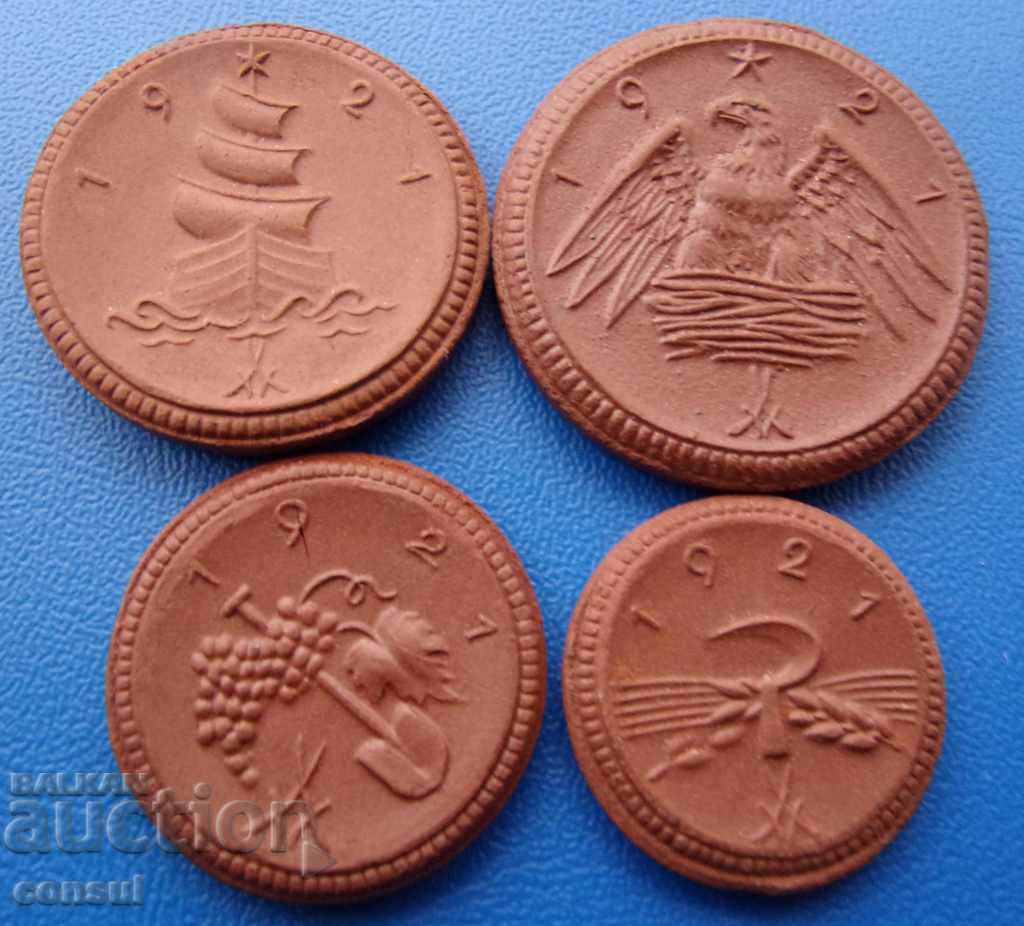 Saxonia - Germania Lot Monede Porțelan 1921 UNC