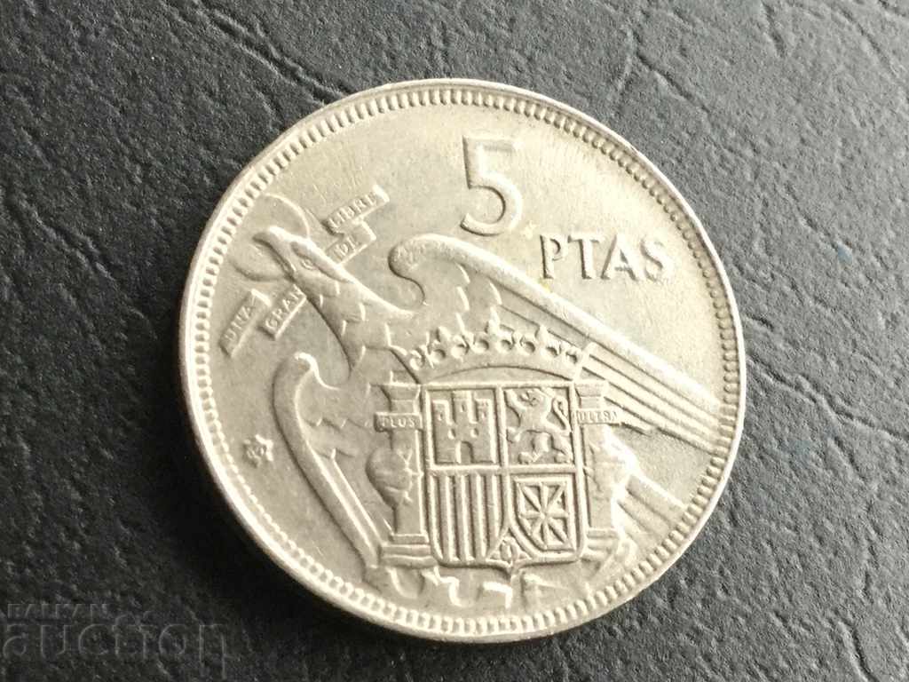 5 pesetas Spania 1957 Franco