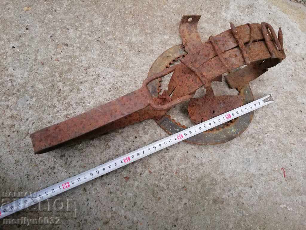 Auction Hand forged trap with wrought iron spikes Auction Hand forged trap with wrought iron spikes